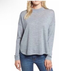 Madewell Mock Neck Boxy Pullover Sweater Merino Wool Gray Sz XS Knit
